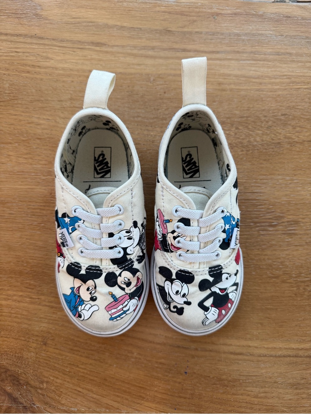 Disney Kids' Mickey Mouse VANS Sneakers Cream with Black, Red, Blue Accents